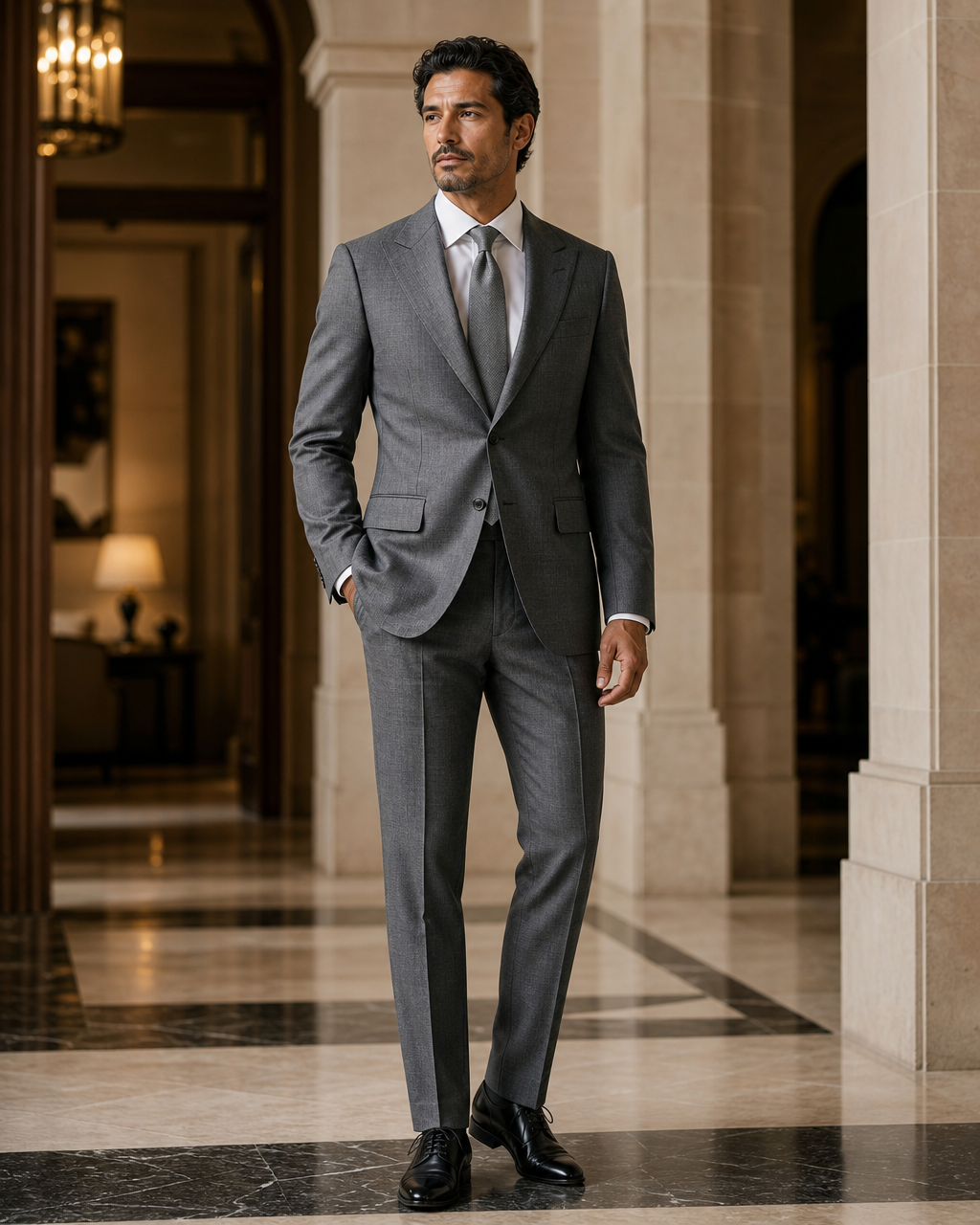 Graphite Gray Linen Beach Wedding Suit - Custom Made to Measure side back view