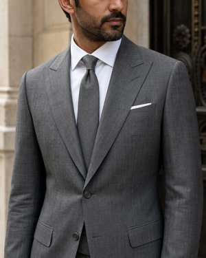 Graphite Gray Linen Peak Lapel Suit — Custom Made to Measure — 4