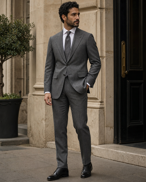 Graphite Gray Linen Peak Lapel Suit — Custom Made to Measure — 3