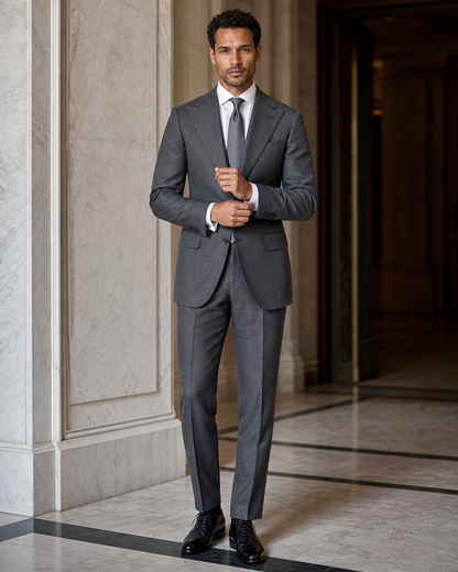 Graphite Gray Linen Summer Suit - Custom Made to Measure front view