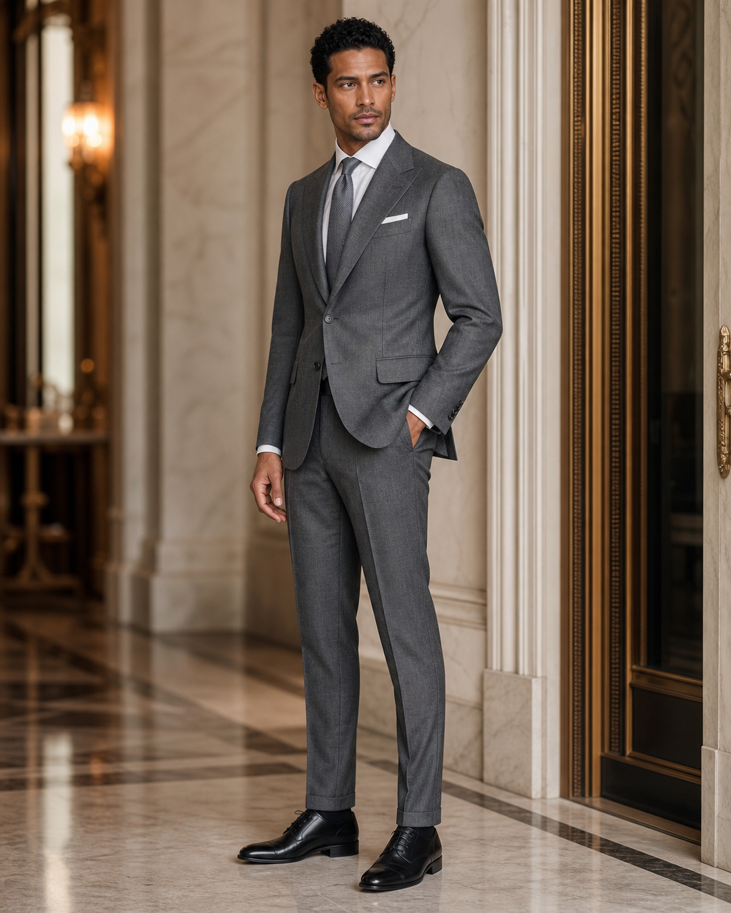 Graphite Gray Linen Summer Suit - Custom Made to Measure side back view