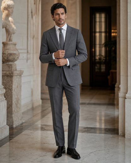 Graphite Gray Seersucker Beach Wedding Suit - Custom Made to Measure front view