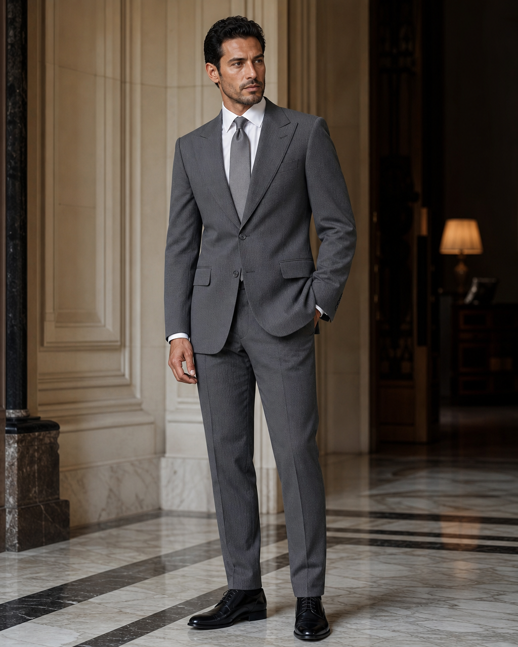 Graphite Gray Seersucker Beach Wedding Suit - Custom Made to Measure side back view
