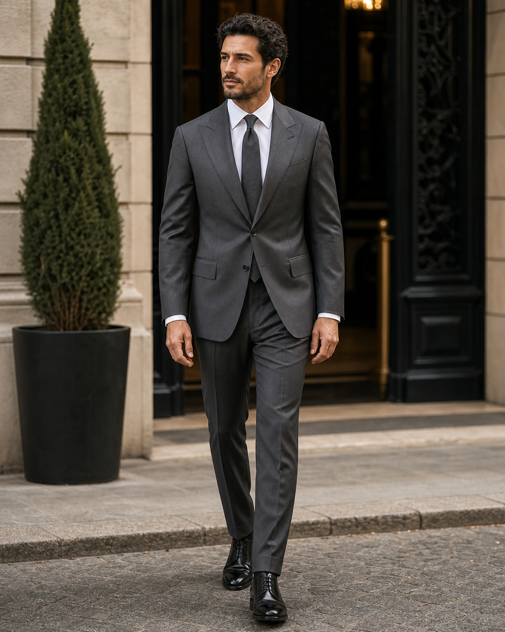 Graphite Gray Silk Blend Peak Lapel Suit — Custom Made to Measure