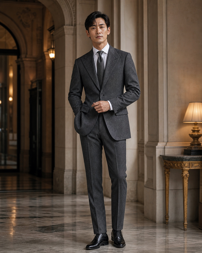 Graphite Gray Tweed Winter Suit - Custom Made to Measure front view