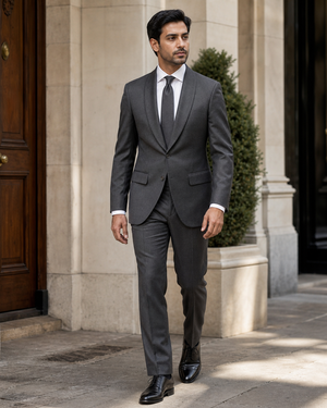 Graphite Gray Wool Shawl Lapel Suit — Custom Made to Measure — 1