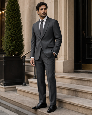 Graphite Gray Wool Shawl Lapel Suit — Custom Made to Measure — 3