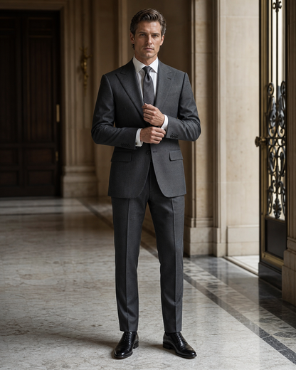 Graphite Gray Wool Winter Suit - Custom Made to Measure front view