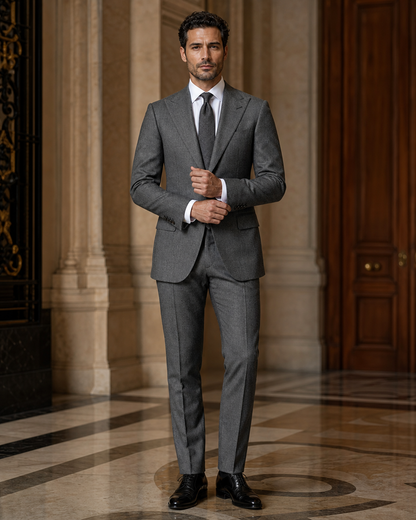 Gray Flannel Winter Suit - Custom Made to Measure front view