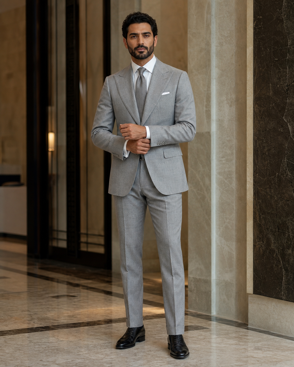 Gray Linen Summer Suit - Custom Made to Measure front view