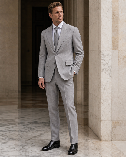 Gray Seersucker Summer Suit - Custom Made to Measure side back view