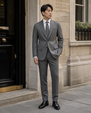 Gray Wool Shawl Lapel Suit — Custom Made to Measure — 3