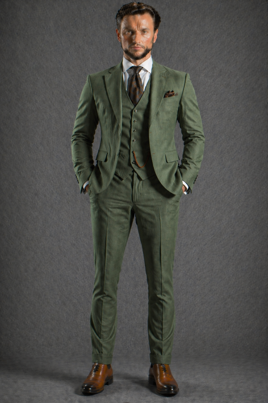 Green Wool Father of the Bride Suit — Custom Made