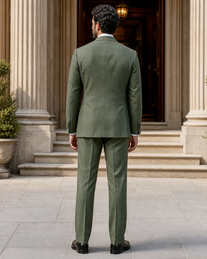 Green Linen Peak Lapel Suit — Custom Made to Measure — 2