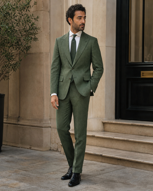 Green Linen Peak Lapel Suit — Custom Made to Measure — 3