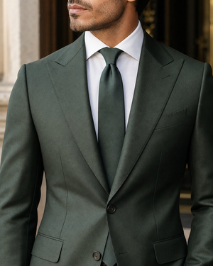 Green Silk Blend Peak Lapel Suit — Custom Made to Measure — 4
