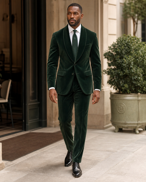 Green Velvet Shawl Lapel Suit — Custom Made to Measure — 1
