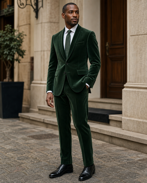 Green Velvet Shawl Lapel Suit — Custom Made to Measure — 3