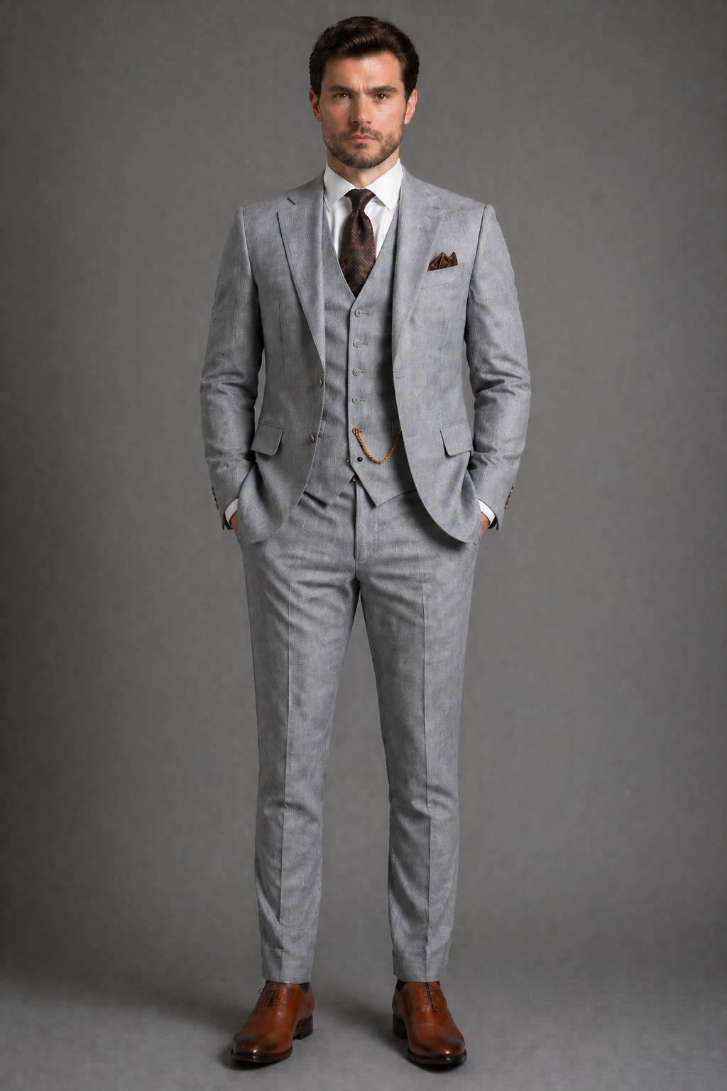 Grey Linen Slim Fit Suit — Custom Made to Measure