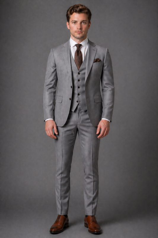 Grey Silk Blend Groomsmen Suit — Custom Made to Measure