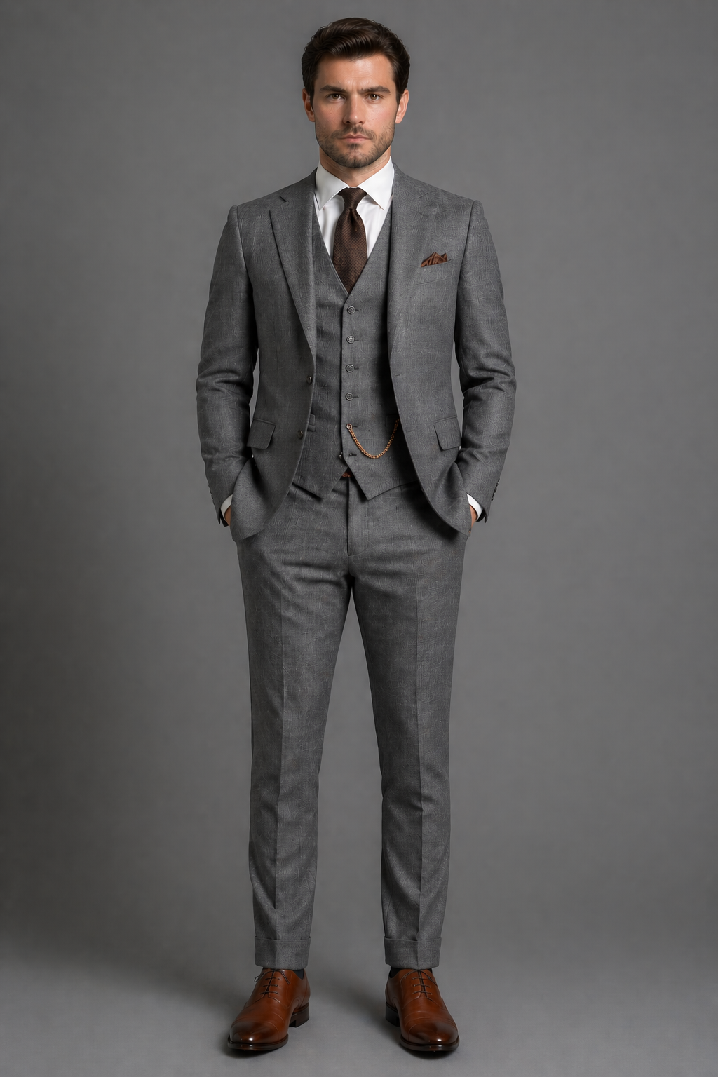 Grey Wool Father of the Bride Suit — Custom Made