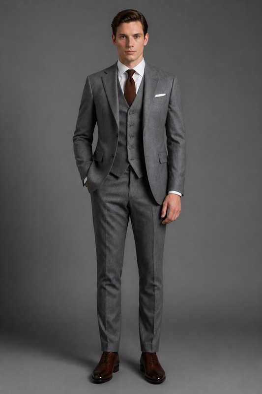 Grey Wool Slim Fit Suit — Custom Made to Measure