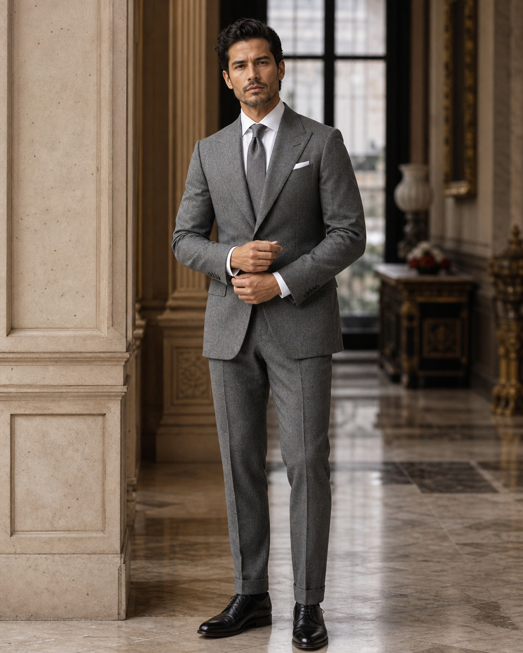 Grey Flannel Winter Suit - Custom Made to Measure front view