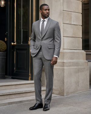 Grey Wool Shawl Lapel Suit — Custom Made to Measure — 3