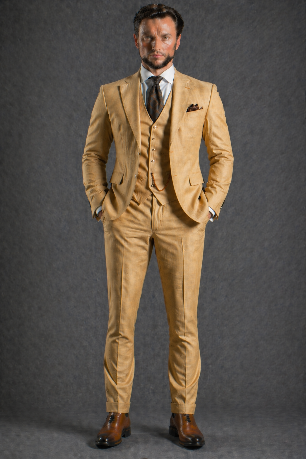 Honey Linen Slim Fit Suit — Custom Made to Measure
