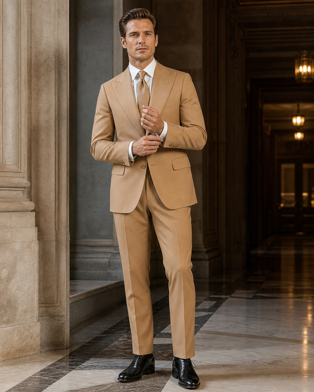 Honey Cotton Outdoor Wedding Suit - Custom Made to Measure front view