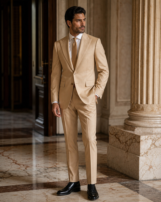 Honey Cotton Summer Suit - Custom Made to Measure side back view