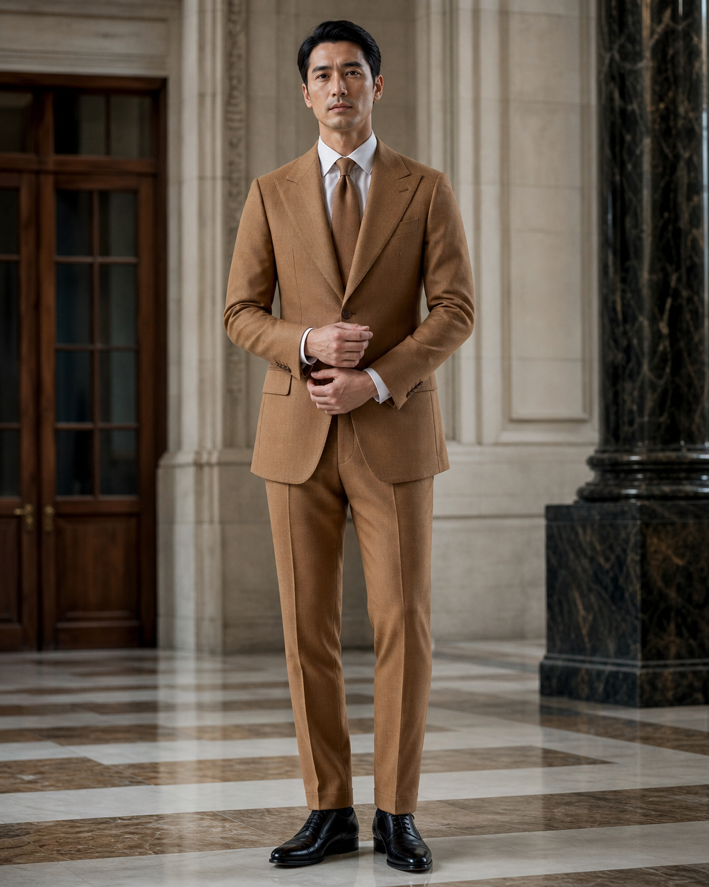 Honey Flannel Winter Suit - Custom Made to Measure front view
