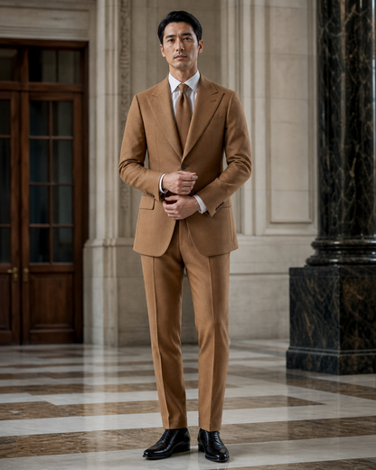 Honey Flannel Winter Suit - Custom Made to Measure front view