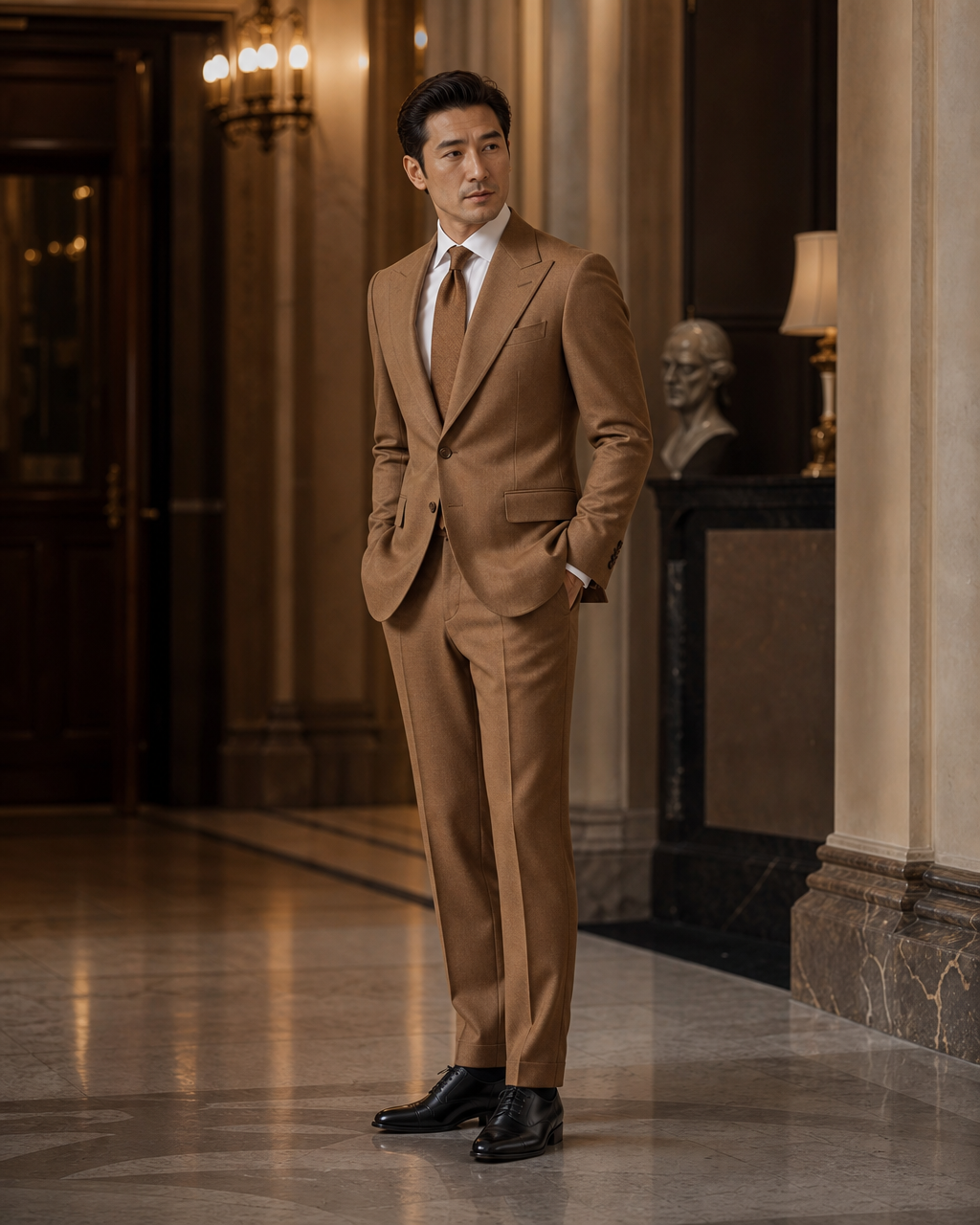 Honey Flannel Winter Suit - Custom Made to Measure side back view