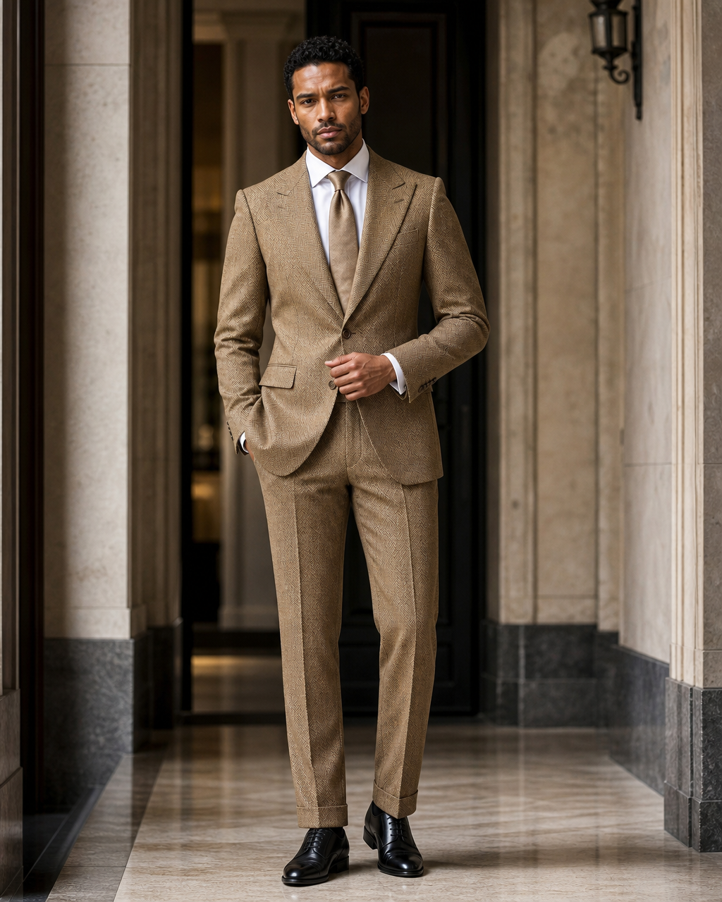 Honey Herringbone Winter Suit — Custom Made to Measure