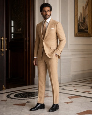 Honey Linen Outdoor Wedding Suit — Custom Made to Measure — 2
