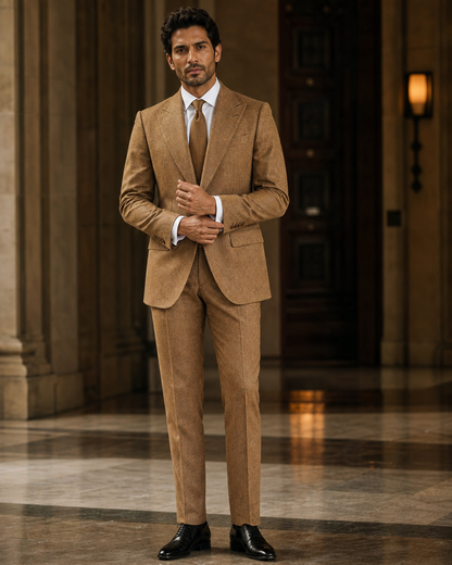 Honey Tweed Winter Suit - Custom Made to Measure front view