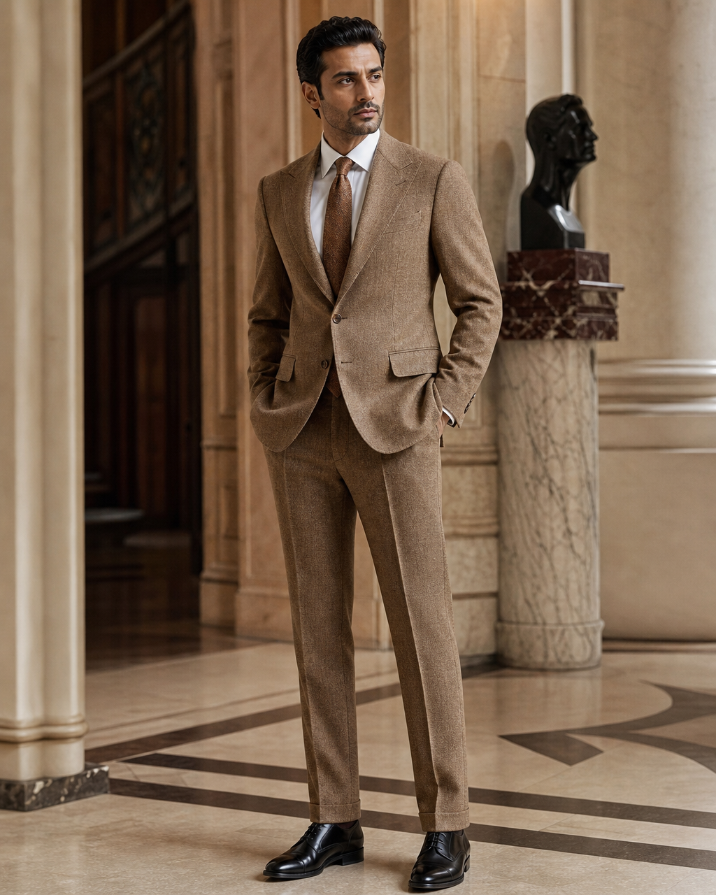 Honey Tweed Winter Suit - Custom Made to Measure side back view