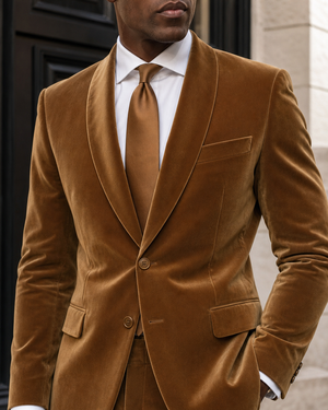 Honey Velvet Shawl Lapel Suit — Custom Made to Measure — 4