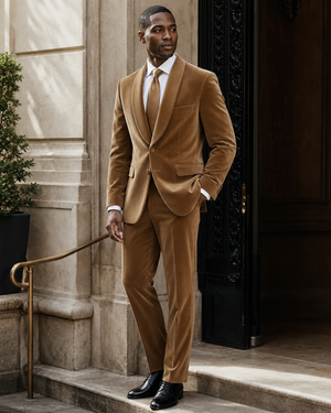 Honey Velvet Shawl Lapel Suit — Custom Made to Measure — 3