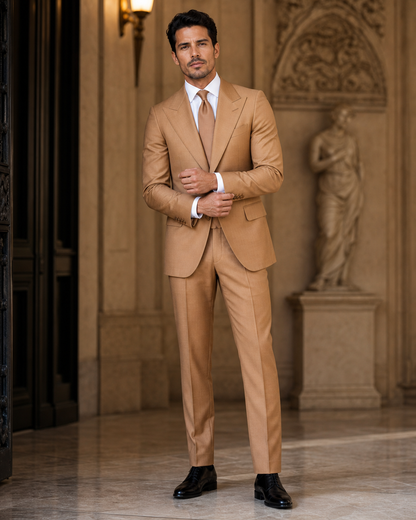 Honey Wool Outdoor Wedding Suit - Custom Made to Measure front view