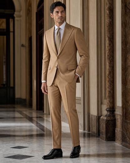 Honey Wool Outdoor Wedding Suit - Custom Made to Measure side back view