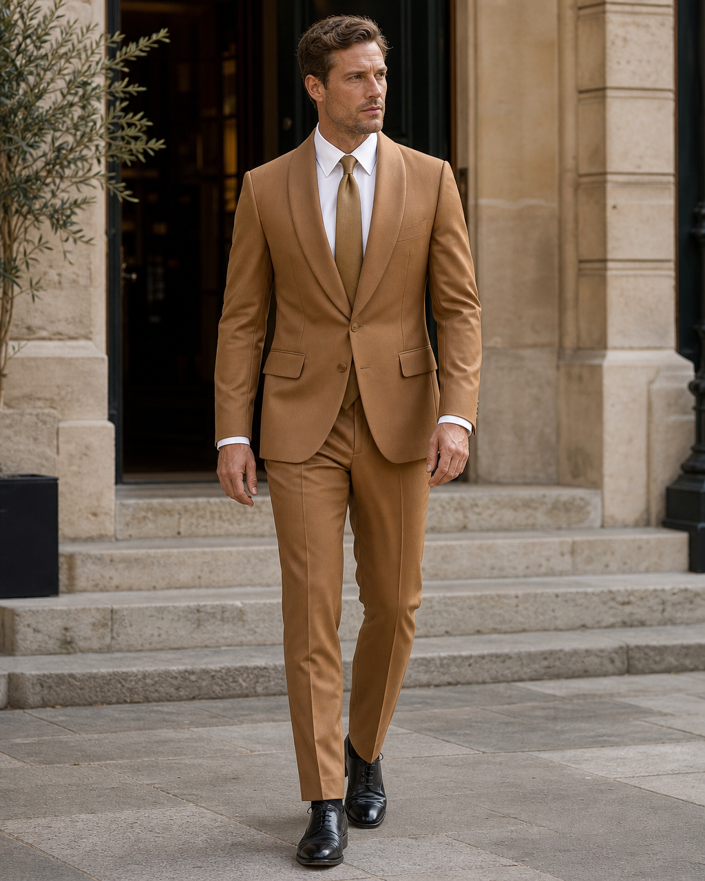 Honey Wool Shawl Lapel Suit — Custom Made to Measure