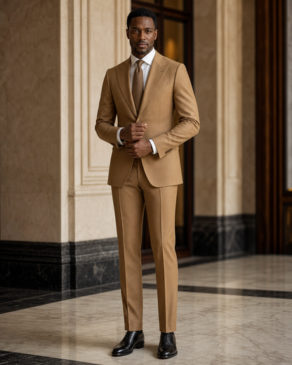 Honey Wool Winter Suit - Custom Made to Measure front view