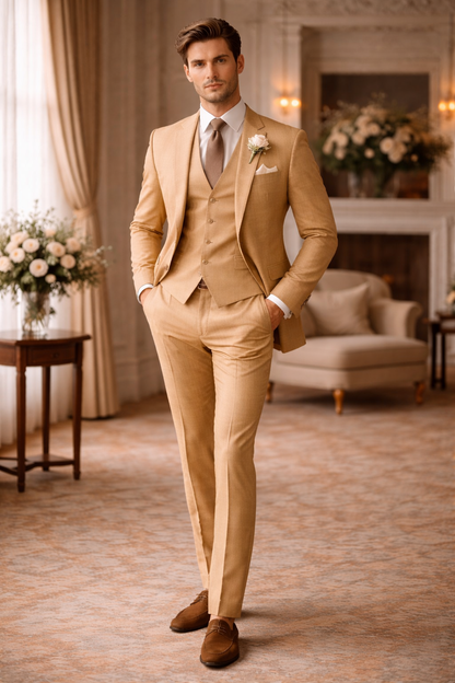 Honey Cotton Cocktail Party Suit — Custom Made to Measure