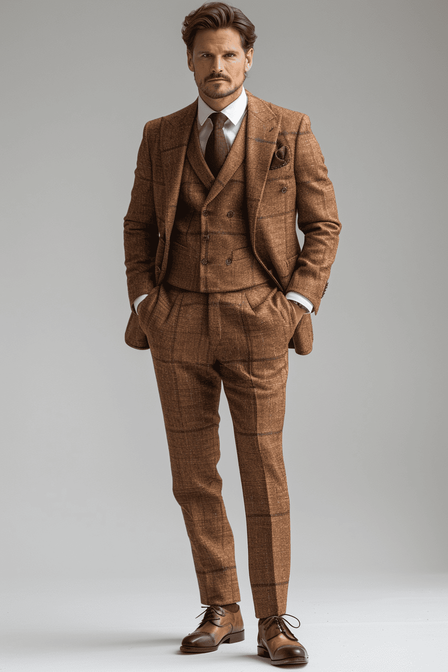 Honey Silk Blend Cocktail Party Suit — Custom Made to Measure