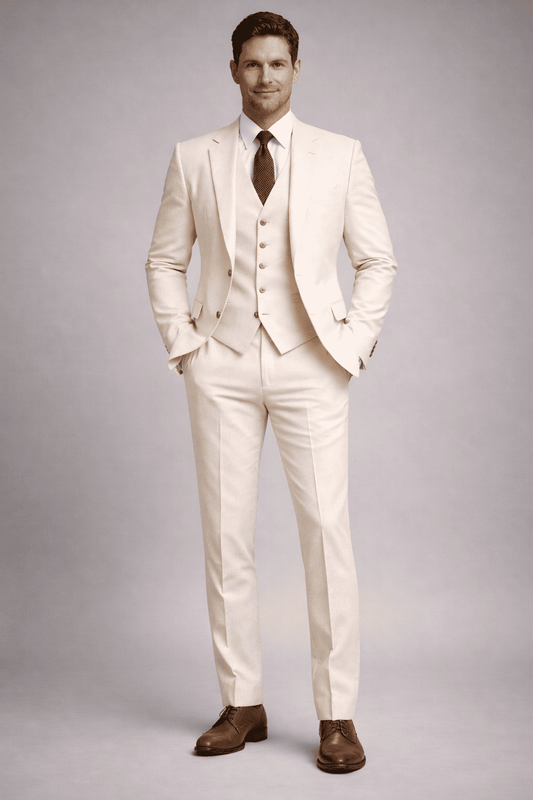 Ivory Linen Wedding Suit — Custom Made to Measure