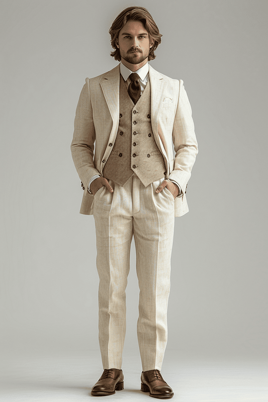Ivory Silk Blend Prom Suit — Custom Made to Measure
