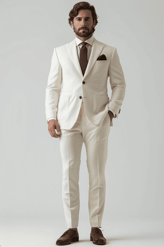 Ivory Silk Blend Tuxedo — Custom Made to Measure
