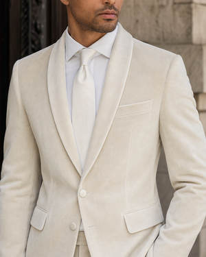 Ivory Velvet Shawl Lapel Suit — Custom Made to Measure — 4